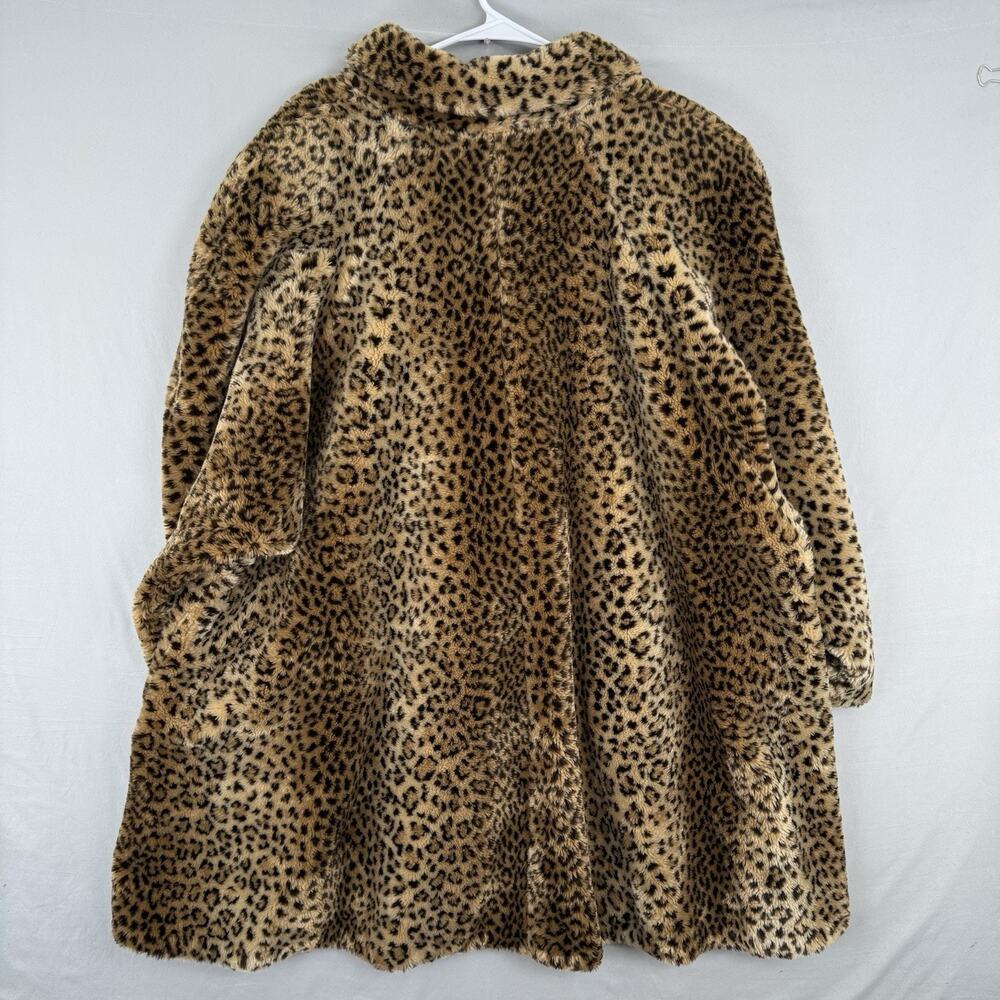 Vintage STUNNING Donnybrook Leopard Faux Fur Swing Coat Size Large Button Jacket - Picture 3 of 10